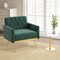 Modern Velvet Accent Chair with Button Tufted Back Golden Metal Legs and Adjustable Foot Pads
